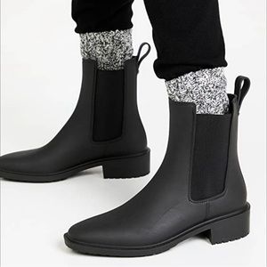 SAM EDELMAN Sue Chelsea rain Boot Black Wellie Rubber waterproof size 9